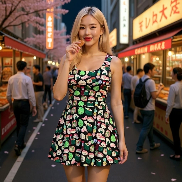 Japanese Sushi Flare Dress - Picture 6 of 10